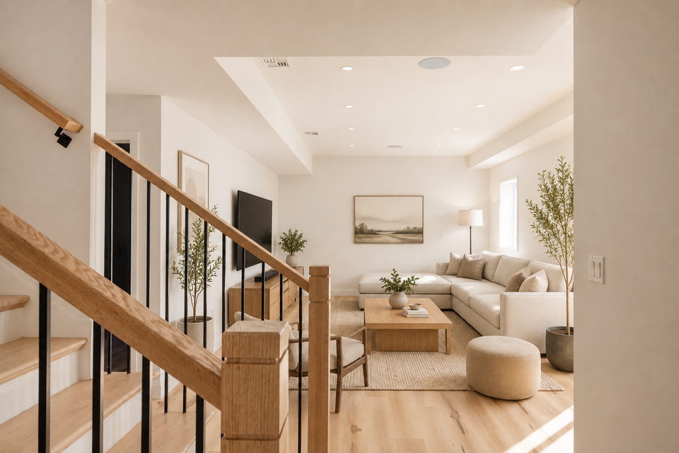 Lower level lounge and built-ins